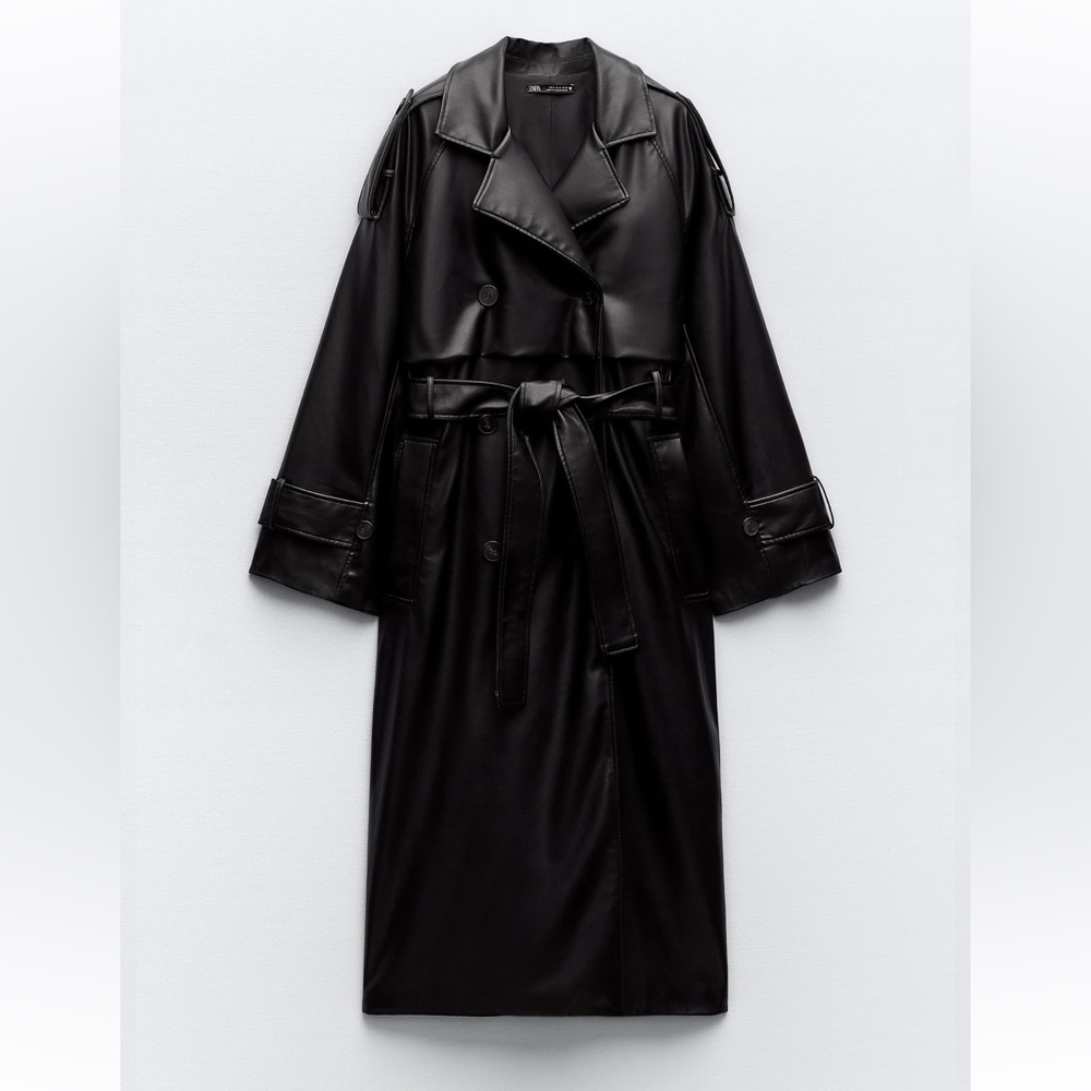 Black Leather Trench Coat